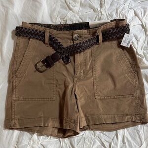 Maurices Brown Cargo Shorts with Braided Belt